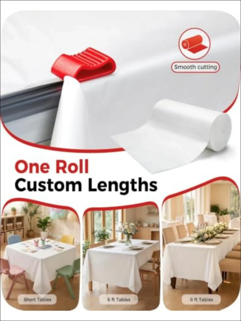 Plastic Tablecloth Roll Extra Wide 60 In X 310 Ft Disposable Table Cover for